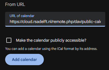 Paste calendar URL
